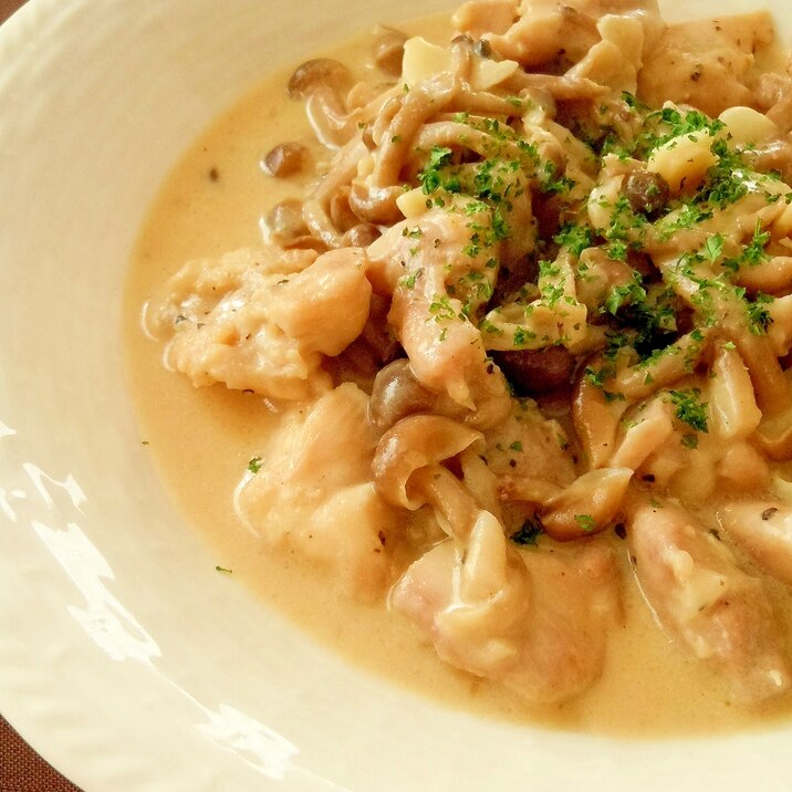 余ったきなこの消費に 鶏もも肉とキノコのミルク煮 レシピ 作り方 By Mikeneko2 楽天レシピ